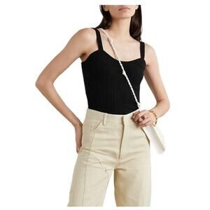LISA YANG Sz 0 XS Black Ribbed Dana 100% Cashmere Cami Tank Top Sweater NWT